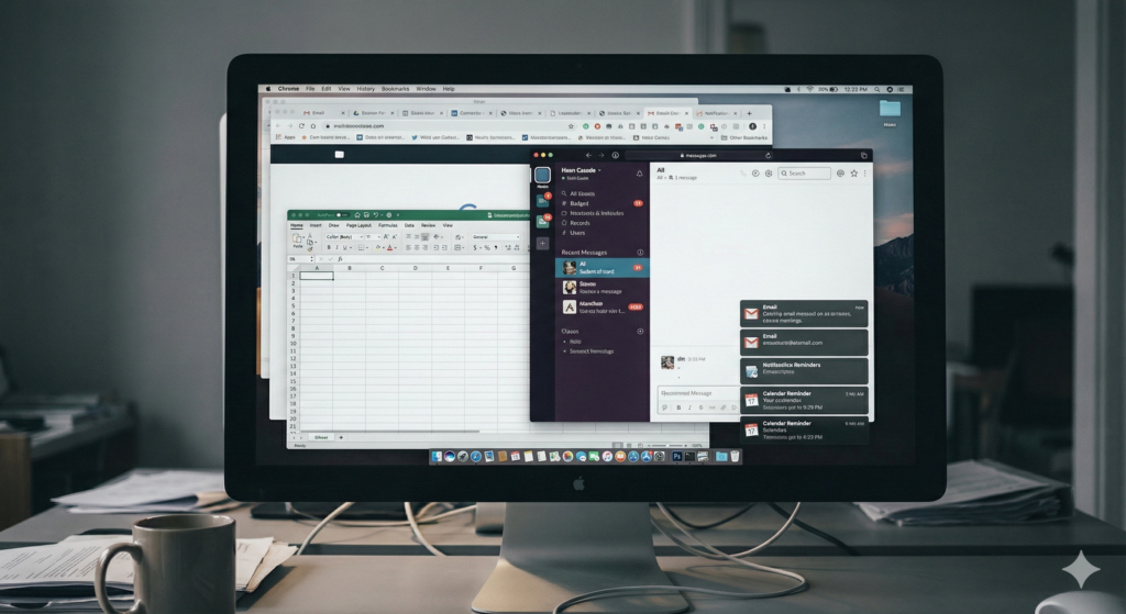 디지털 도구를 잘 쓰는 사람이 일을 더 잘하는 이유 cluttered screen fatigue